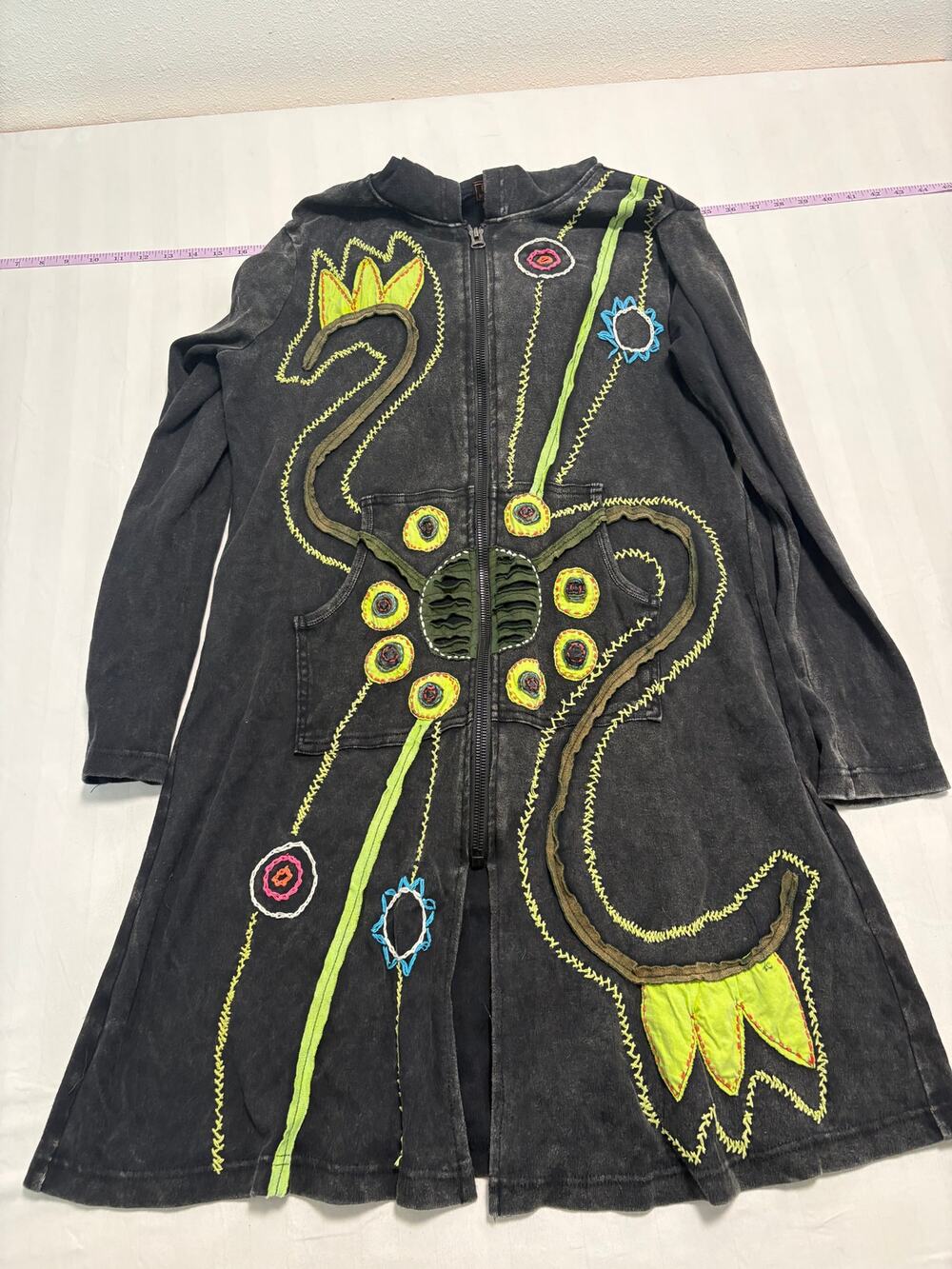 Rising International Embroidered Zip Hoodie Coat – XL